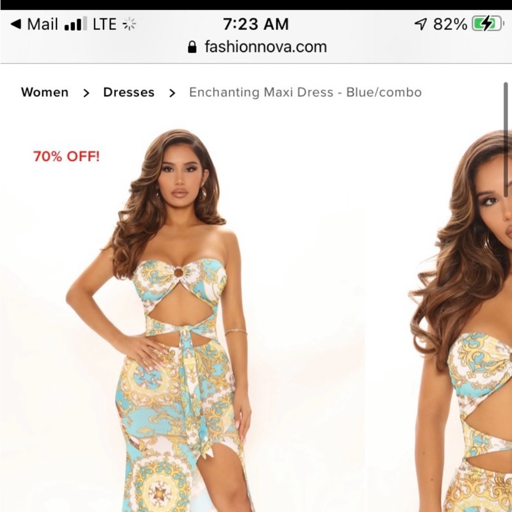 Fashion Nova Turquoise and White Maxi Dress